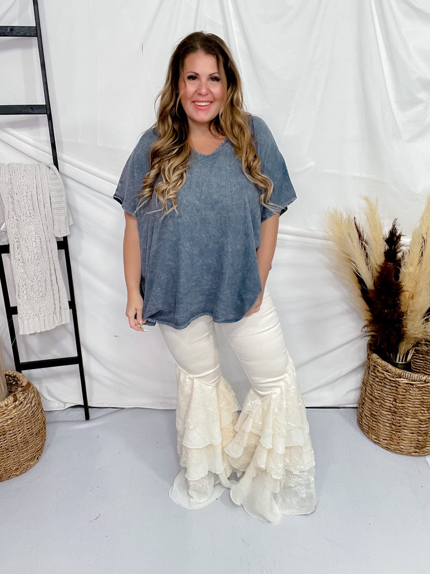 Off White Lace Flare Jeans