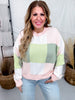 Peach & Green Colorblock Sweater