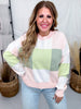 Peach & Green Colorblock Sweater