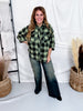 Green & Black Plaid Flannel With Raw Edge Hems
