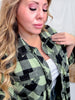 Green & Black Plaid Flannel With Raw Edge Hems