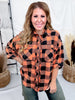 Orange & Black Plaid Flannel With Raw Edge Hems