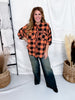 Orange & Black Plaid Flannel With Raw Edge Hems