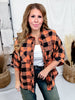 Orange & Black Plaid Flannel With Raw Edge Hems