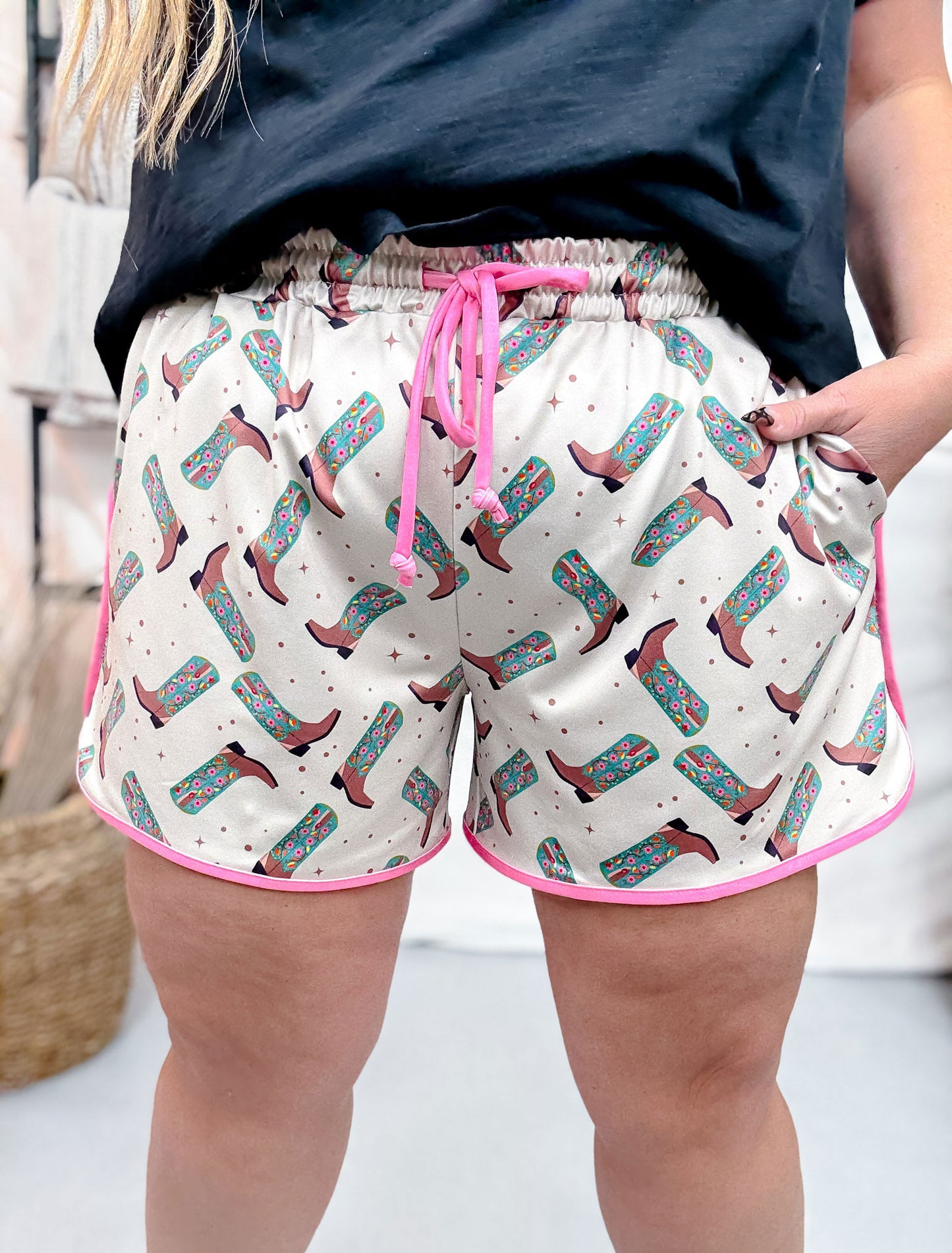 Better In Boots Western Inspired Drawstring Shorts