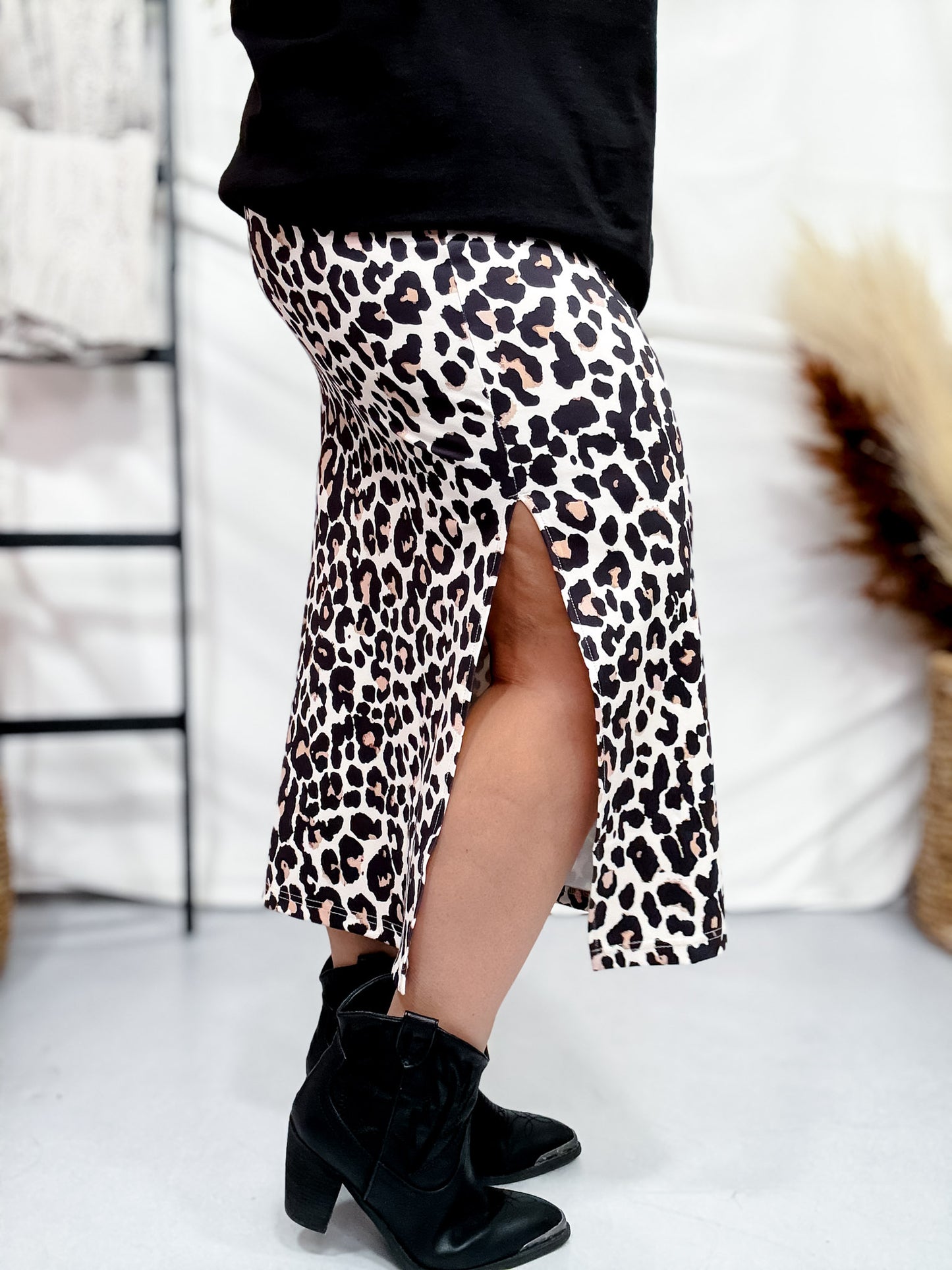 Leopard Print Midi Skirt
