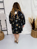 Floral Corduroy Collared Midi Dress