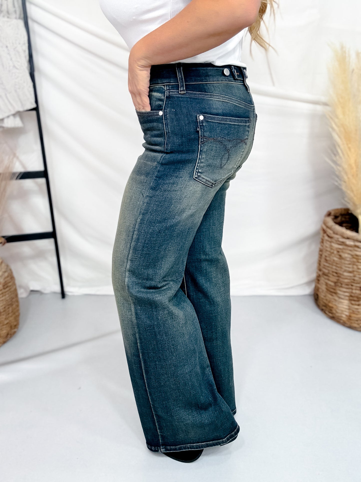 Judy Blue Wide Leg Jeans With Adjustable Back Tab