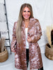 Pink & Brown Cow Print Faux Fur Duster