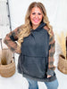 Black & Brown Plaid Mineral Wash Pouch Pocket Hi-Lo Hoodie