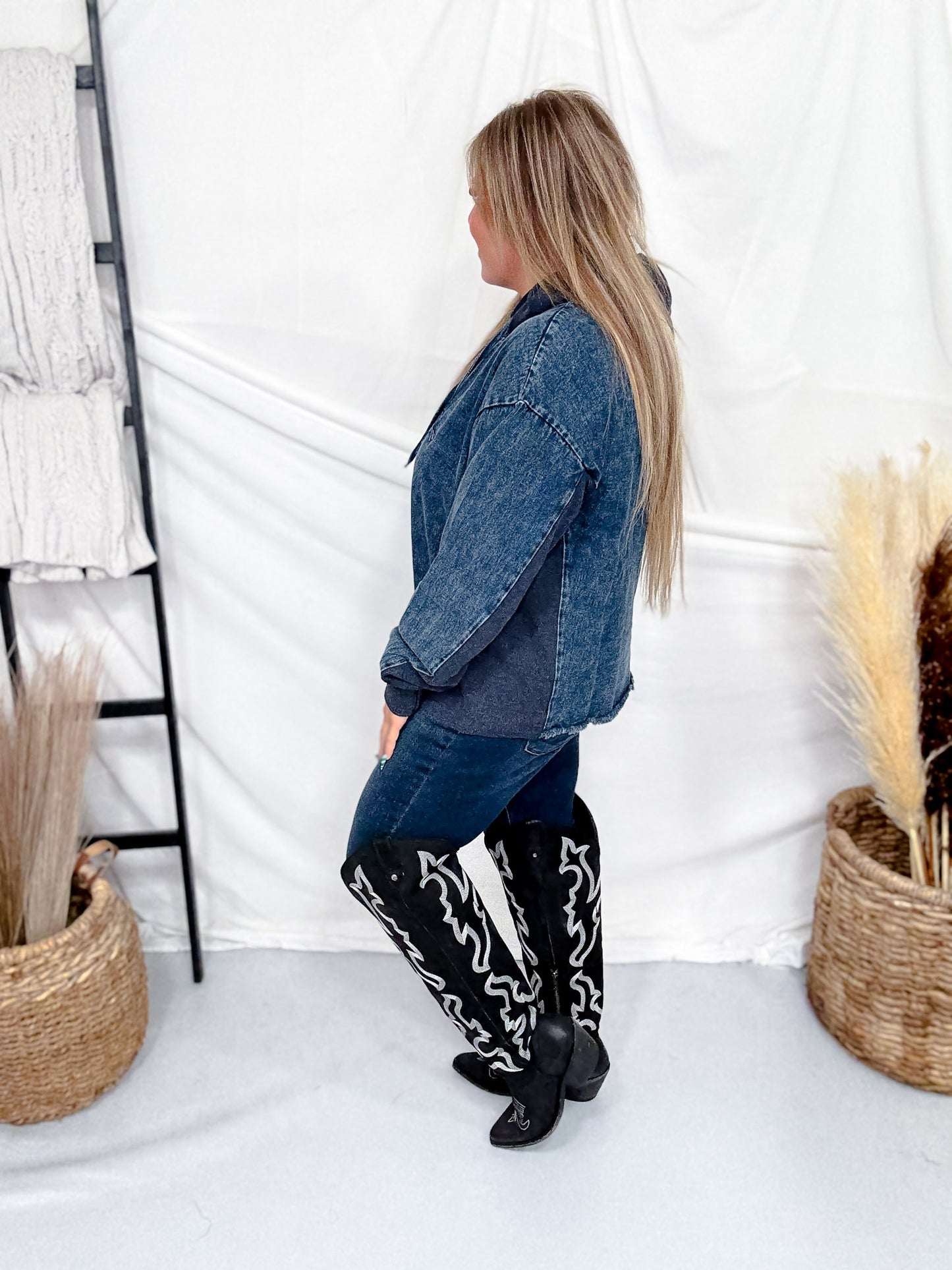 Dark Wash Urban Denim Hoodie