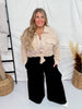 Black Wide Leg Cargo Pocket Pull-On Pants