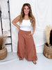 Corduroy High Rise Palazzo Pants In Brick