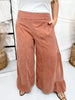Corduroy High Rise Palazzo Pants In Brick