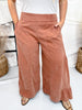 Corduroy High Rise Palazzo Pants In Brick