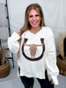 Ivory Cow Skull & Horseshoe Sweatshirt