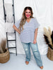 Blue and White Striped Short Sleeve Top