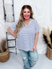 Blue and White Striped Short Sleeve Top