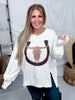 Ivory Cow Skull & Horseshoe Sweatshirt