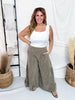 Ash Olive Corduroy High Rise Palazzo Pants