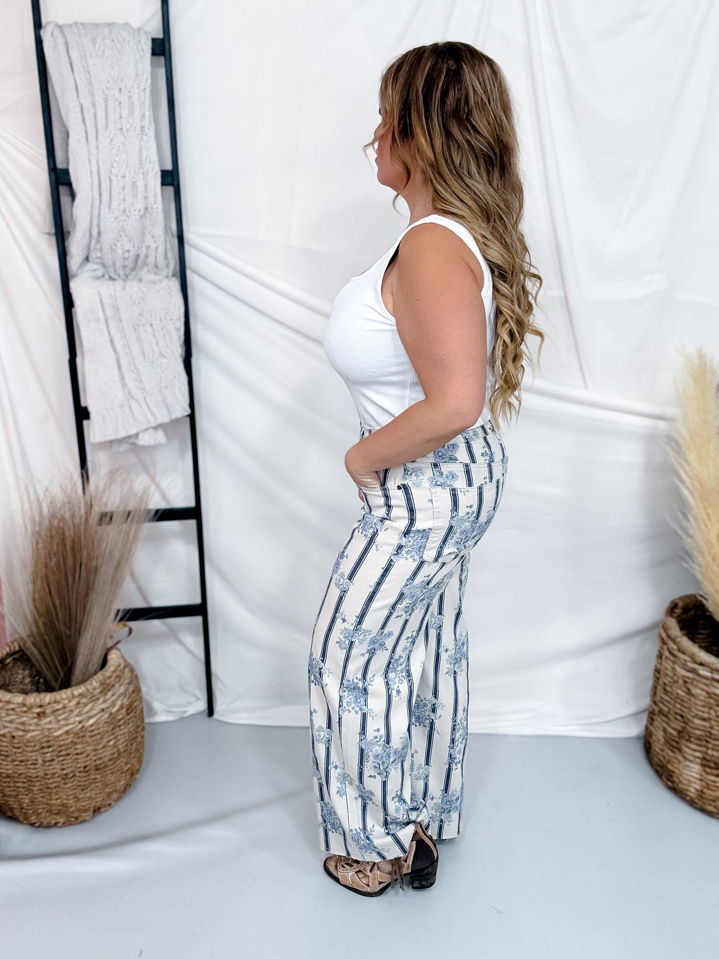 Floral Printed Twill Pants