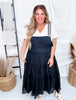 Black Embroidered Lace Pinafore Dress