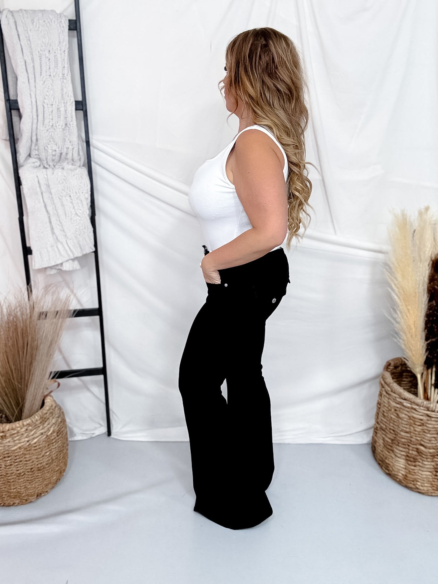 Judy Blue Garment Dyed Black Denim Flare Jeans