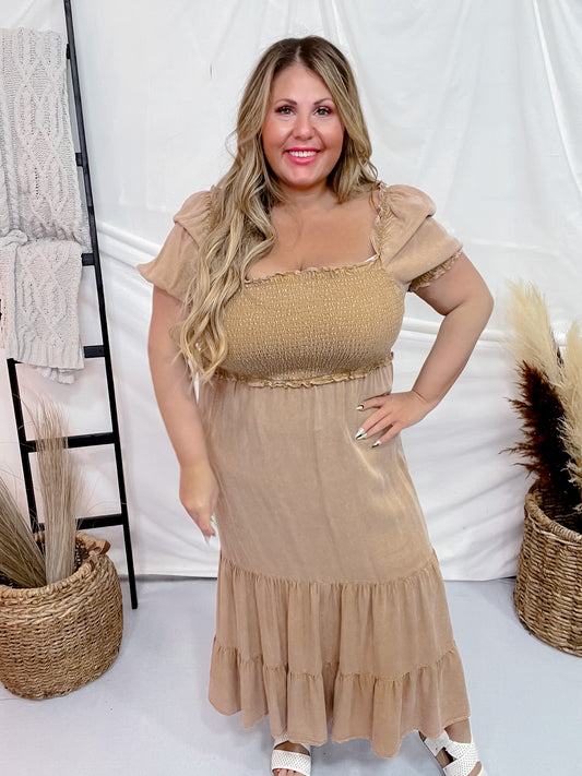 Camel Colored Denim Dress
