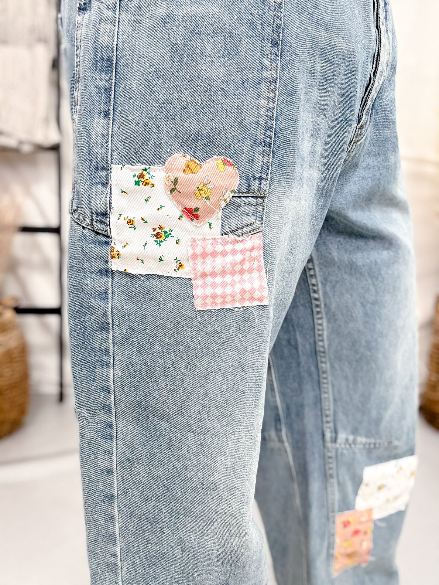 Vintage Patchwork Barrel Leg Jeans