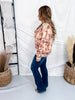 Floral Print Washed Terry Long Sleeve Pullover
