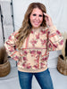 Floral Print Washed Terry Long Sleeve Pullover