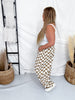 Mocha & White Checkered Barrel Leg Pants