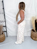 Cherry Print High Waist Straight Wide Leg Twill Pants