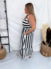 Black & White Striped Tiered Sleeveless Dress