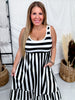 Black & White Striped Tiered Sleeveless Dress