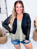 Black Open Knit Pullover Cocoon Body Cardigan