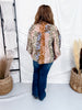 Autumn Floral Print Button Front Top With Split Neckline