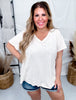 Solid Cotton V-Neck Short Sleeve Top (8 Colors)