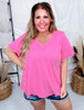 Solid Cotton V-Neck Short Sleeve Top (8 Colors)