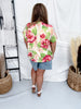 Floral Print Short Sleeve Sweater Top