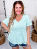 Solid Cotton V-Neck Short Sleeve Top (8 Colors)