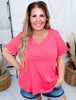 Solid Cotton V-Neck Short Sleeve Top (8 Colors)