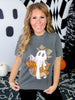Leopard Print Patchwork Ghost Short Sleeve Graphic Tee