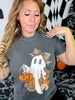 Leopard Print Patchwork Ghost Short Sleeve Graphic Tee