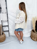 Floral Jaquard Shacket With Lace Sleeves