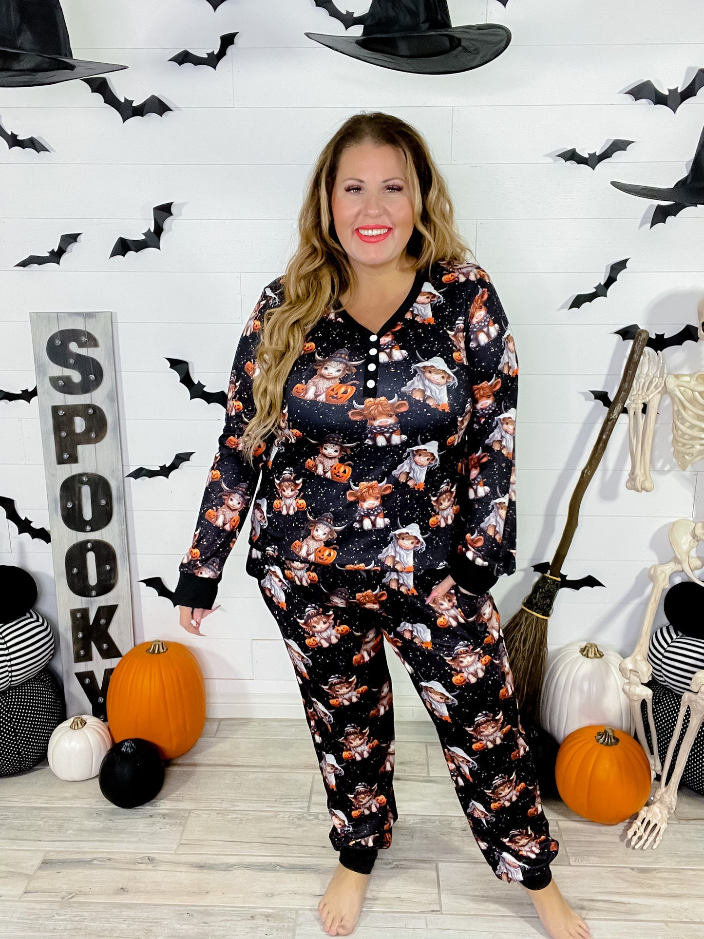 Highland Cow Halloween Pajama Set