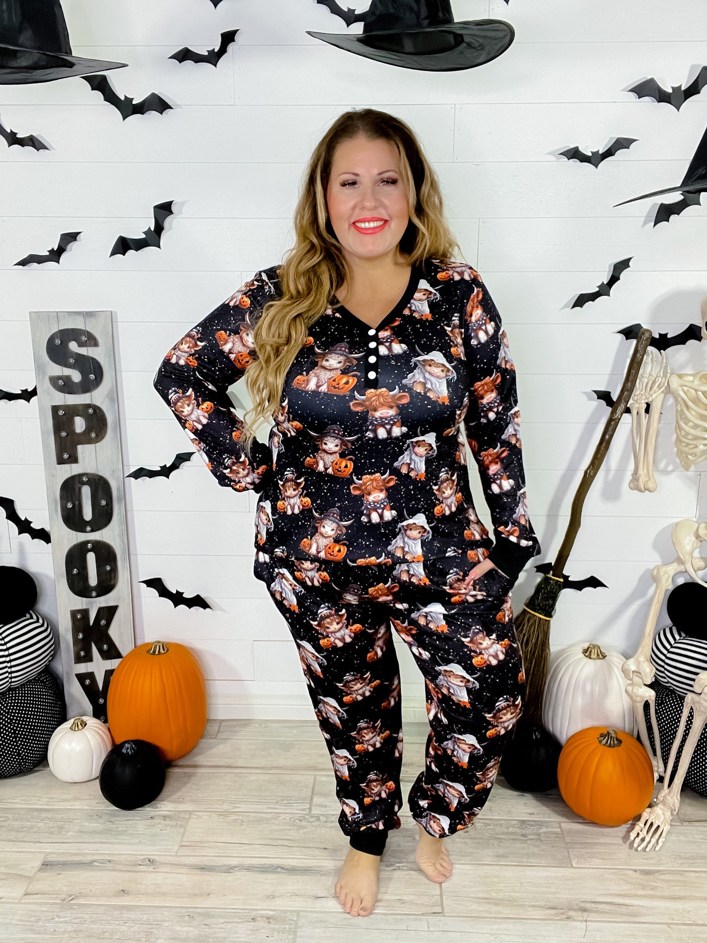 Highland Cow Halloween Pajama Set