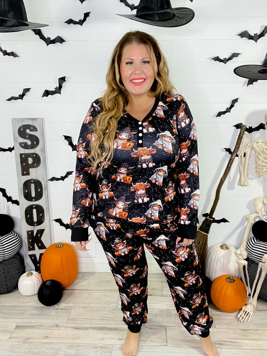 Highland Cow Halloween Pajama Set