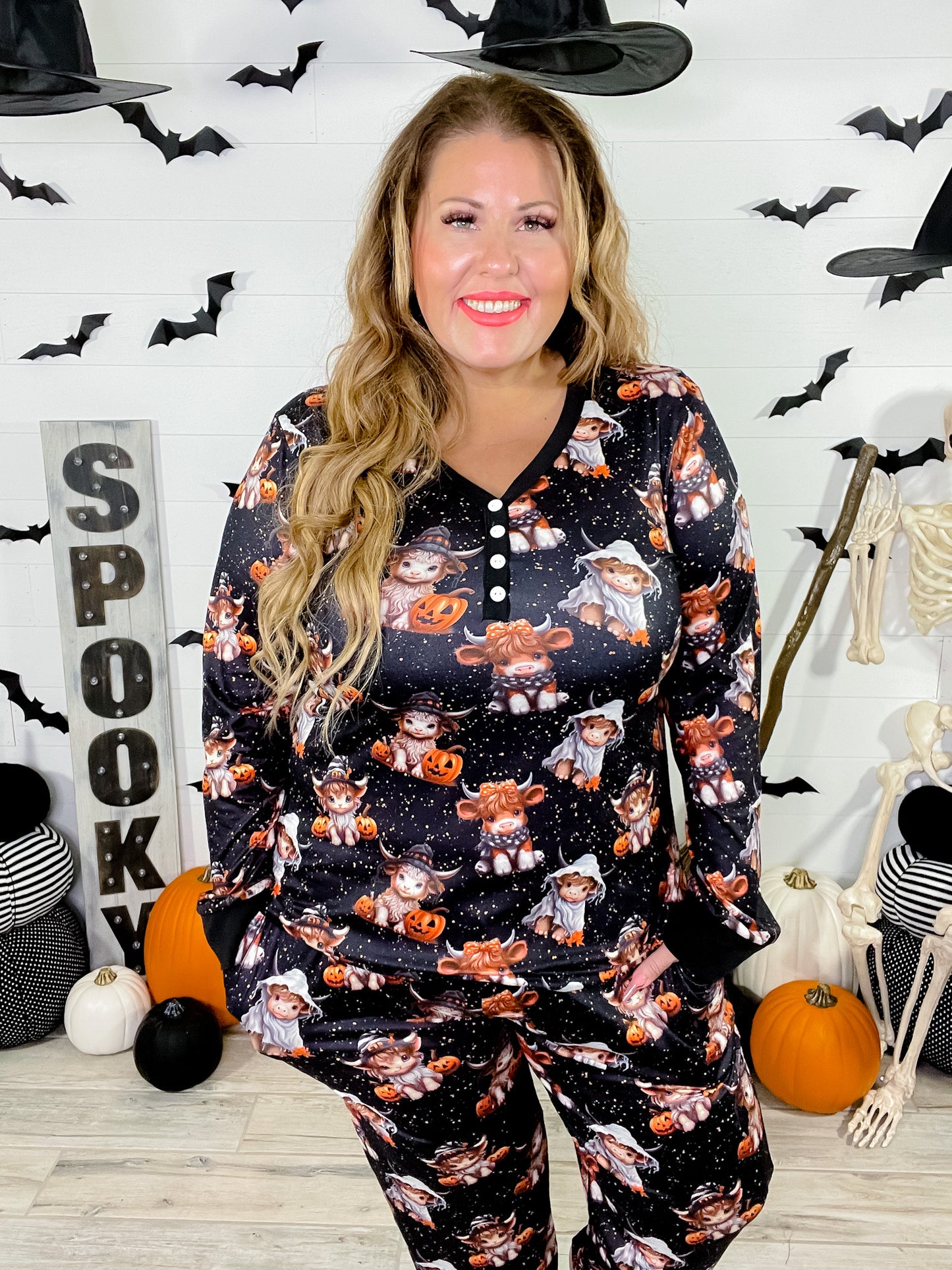 Highland Cow Halloween Pajama Set