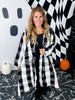 Black & White Check Long Flare Hooded Duster